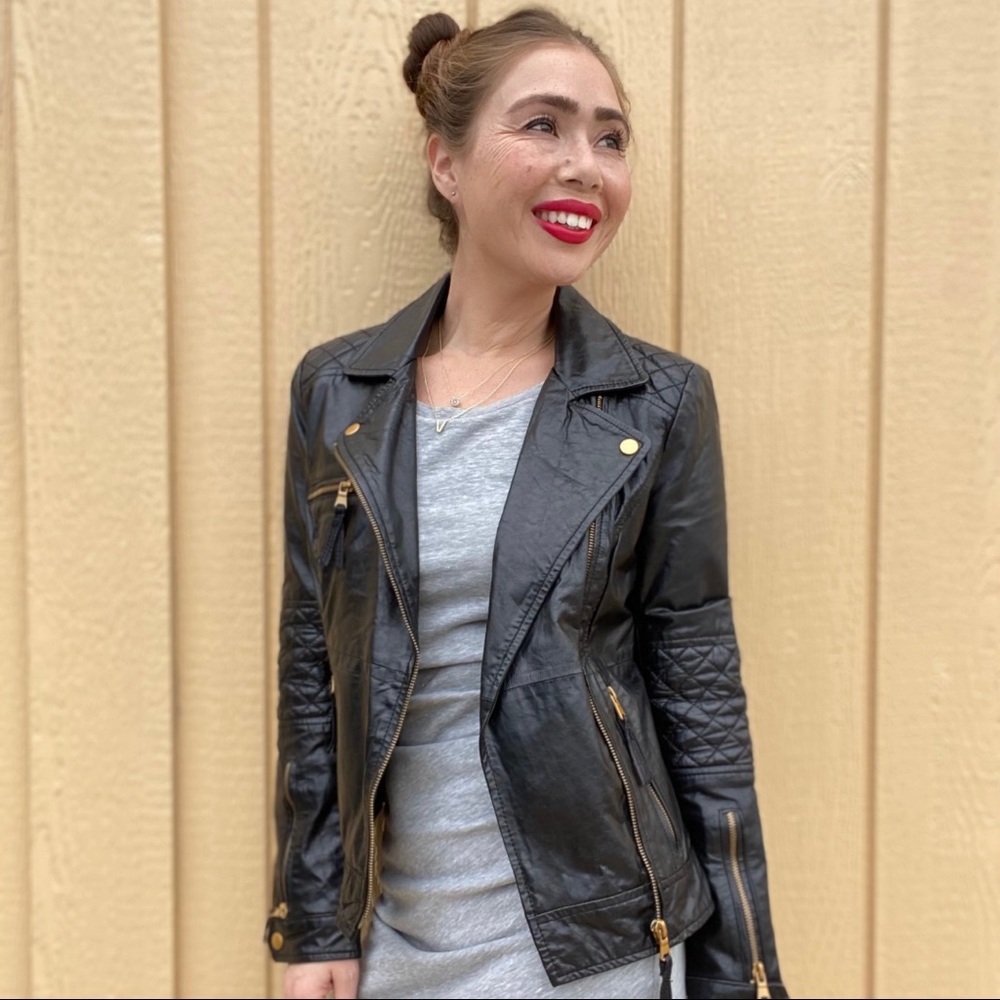 Zara 100% Leather Moto Jacket